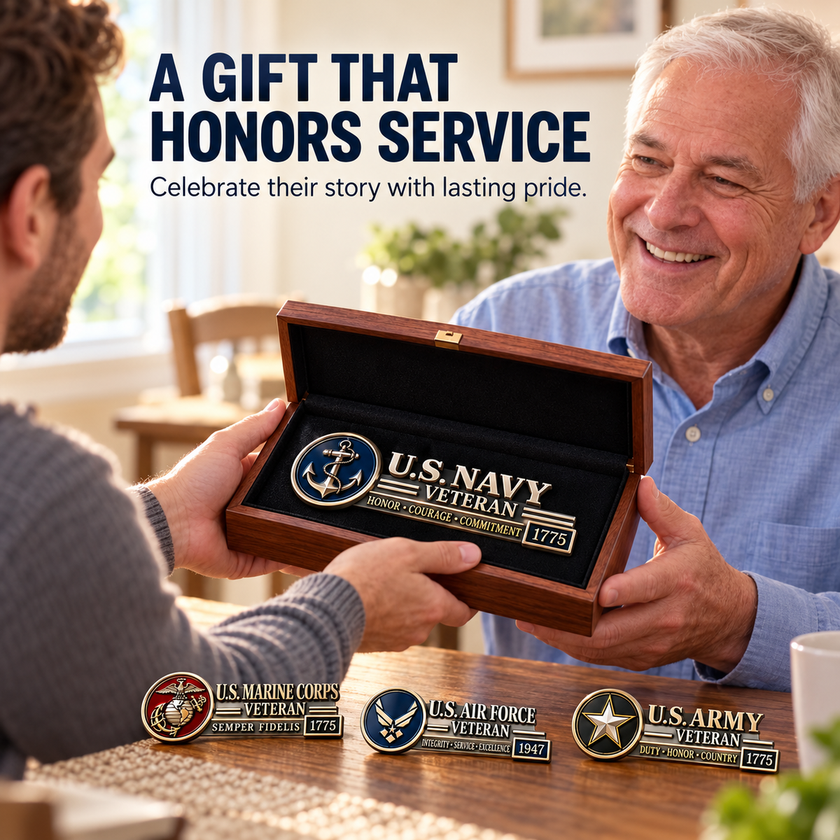 3D Metal Veteran Honor Auto Badge | For daily driving & veteran gatherings