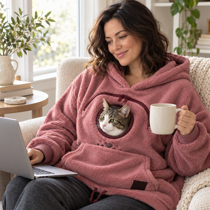 ⏰LAST DAY 50% OFF 🐾 Cozy Pet Carrier Hoodie — Built-In Pouch for Cats & Small Dogs