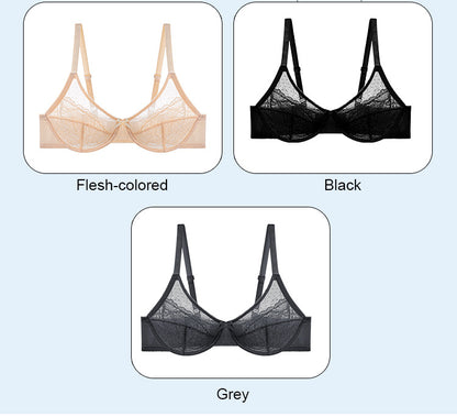 Floral Lace Plus Size Underwire Unlined Comfort Unpadded Full Coverage Bra