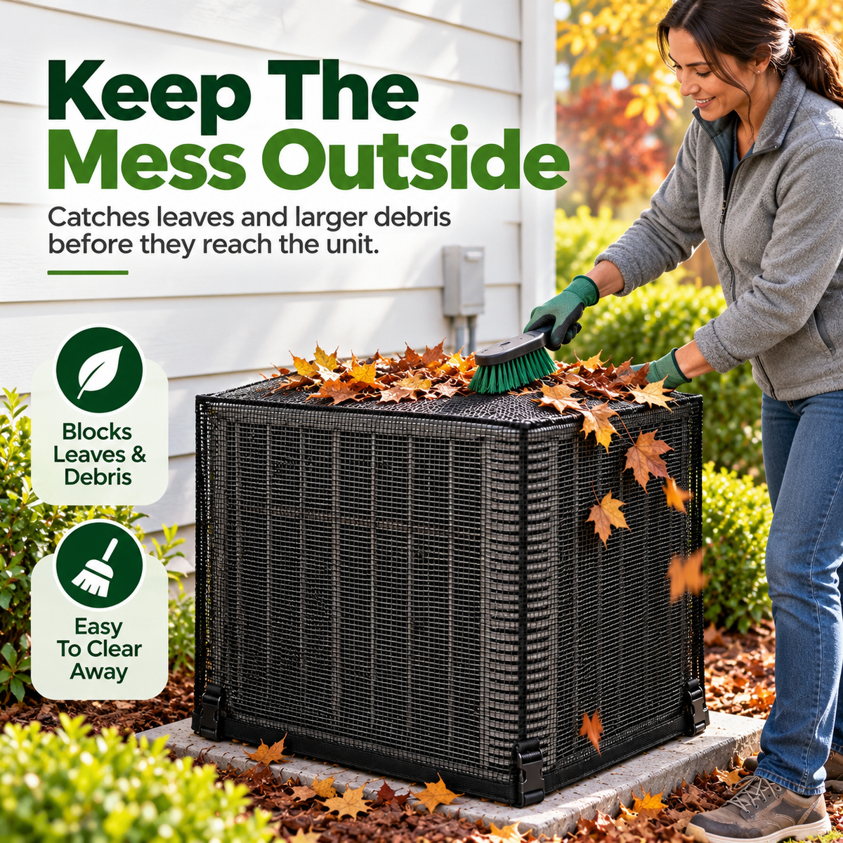 ❄️ Heavy-Duty Mesh AC Cover – All-Season Outdoor Protection
