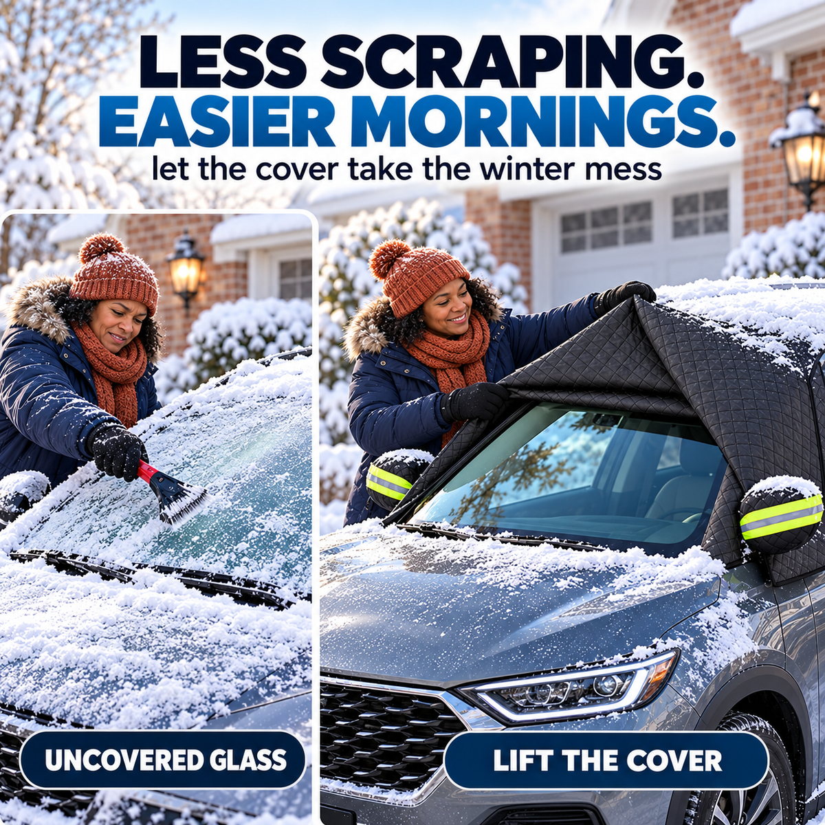 All-Season Windshield Snow Cover with Mirror Protection❄️