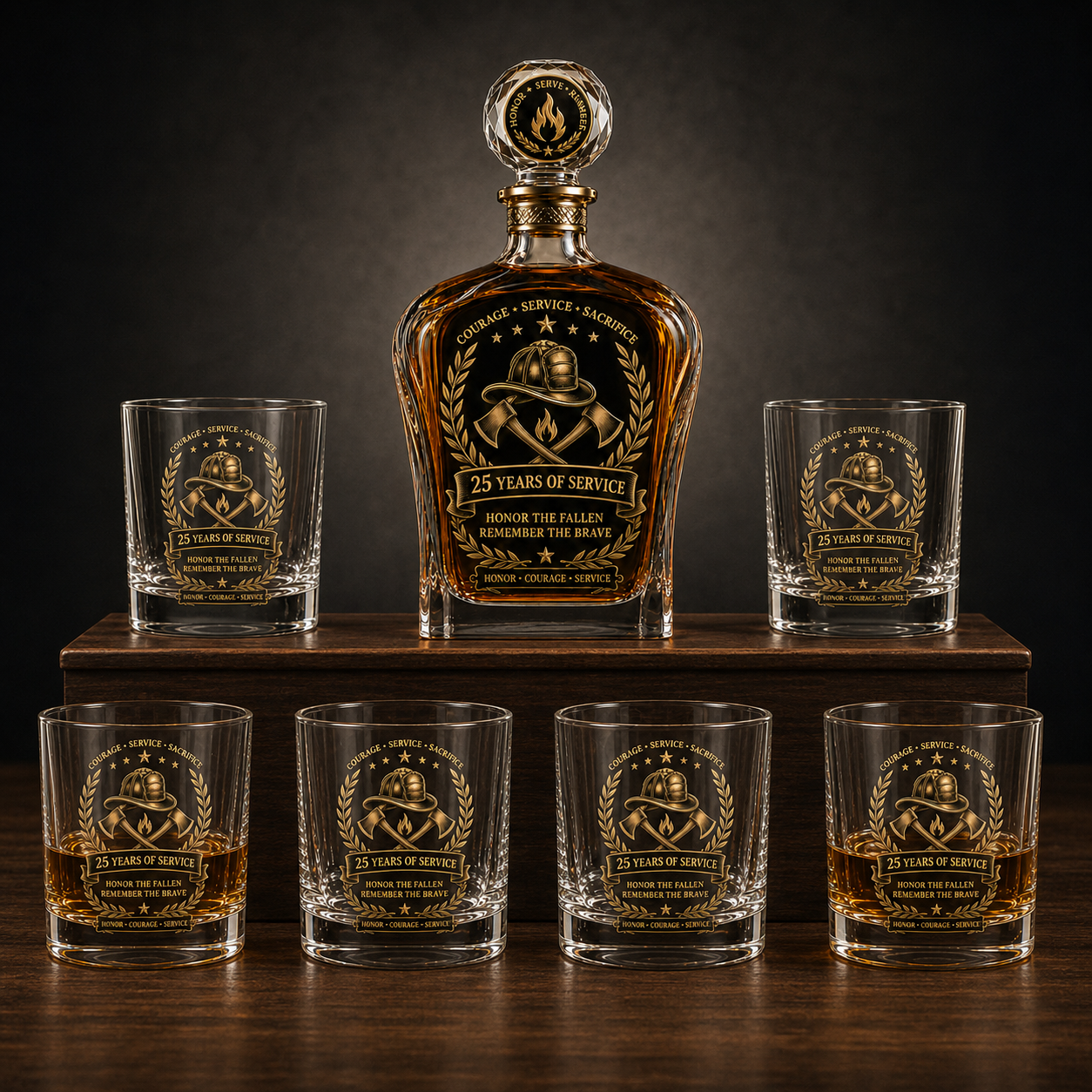 Anniversary Memorial Whiskey Decanter & Glass Gift Set – We Will Never Forget 343 Heroes Tribute