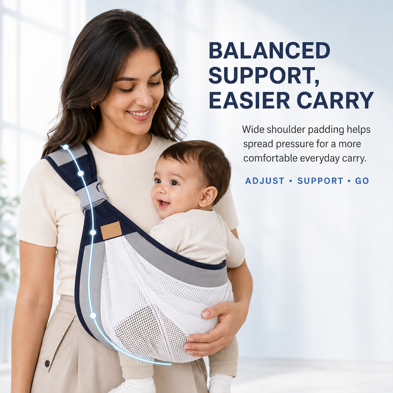 Adjustable single-shoulder portable strap | Lightweight and breathable mesh hip strap🧸