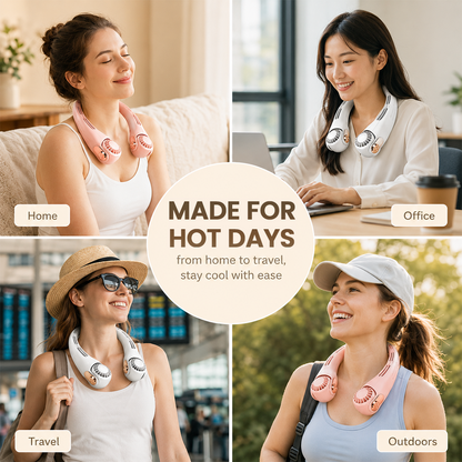 ❄️ Portable Neck Fan - 3-Sec Instant Cooling, 360° Rotating Head, 3-Speed Airflow