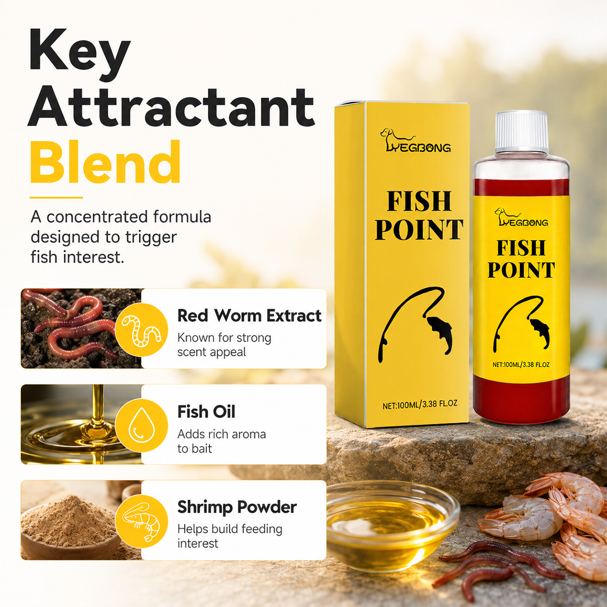 🎣 Concentrated Fish Attractant Liquid – 🐟Fast-Acting Red Worm Formula