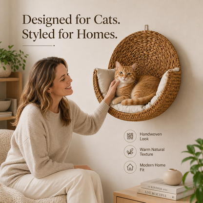 🐱 Purrfectly Cozy Handwoven Hanging Cat Bed