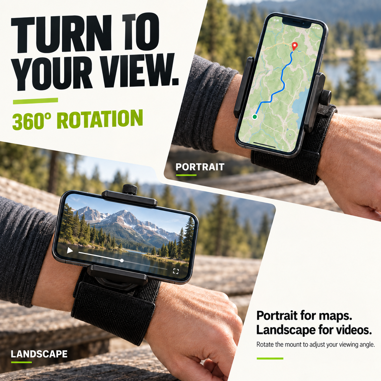 📱 360° Rotating Wrist & Arm Phone Holder – Hands-Free Sports Mount