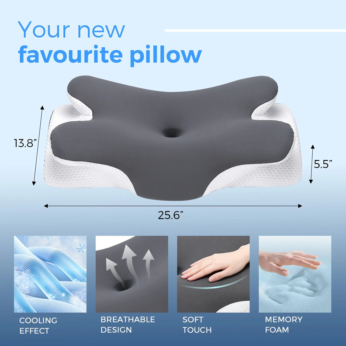 Stycove Adjustable Ergonomic Memory Foam Pillow