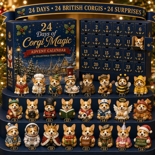 2026 British Corgis Blind Box - 24‑Day Festive Countdown, Corgi Figurines Blind Box - Gift For Corgi Lovers