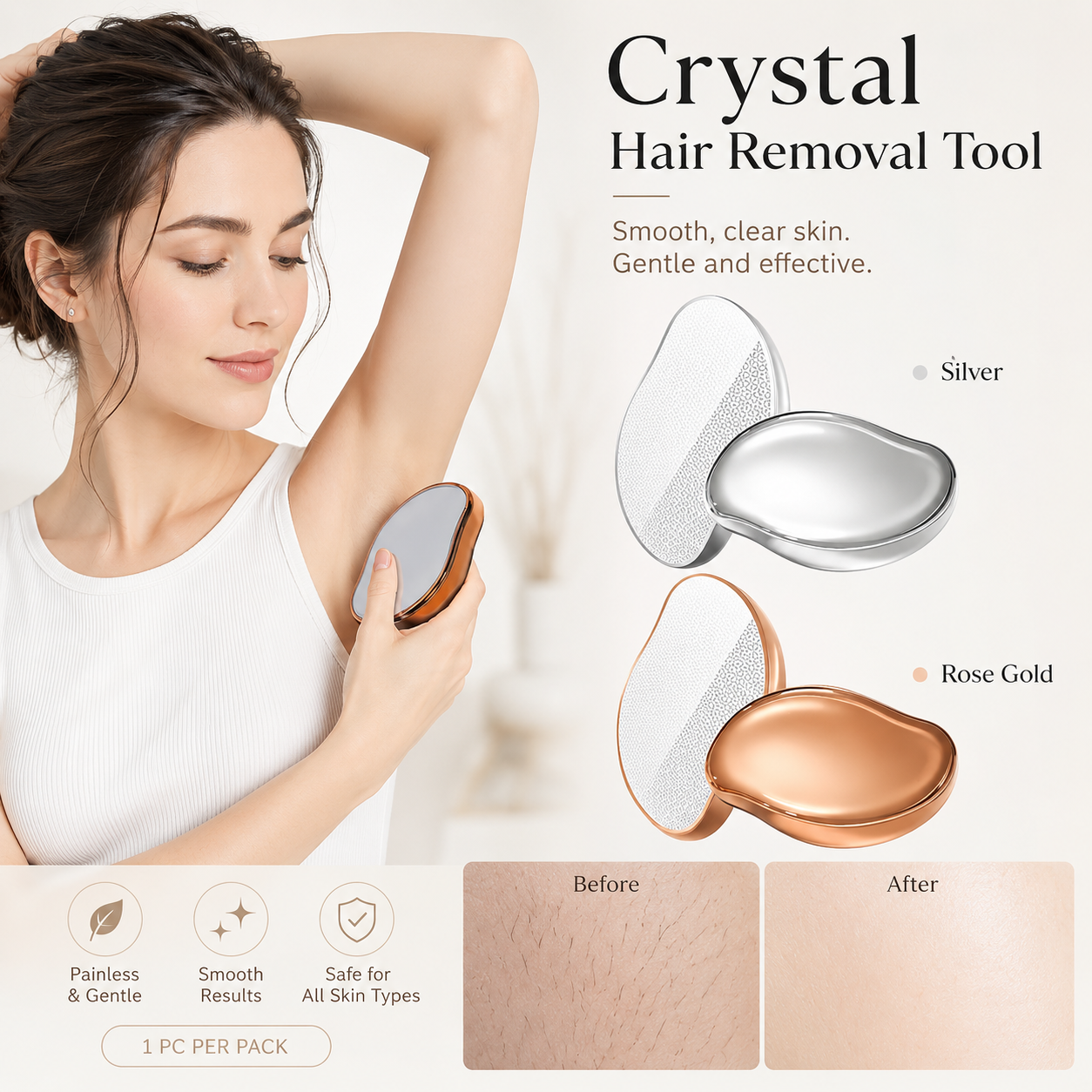 ✨ Crystal Hair Eraser – Reusable Hair Removal & Exfoliation