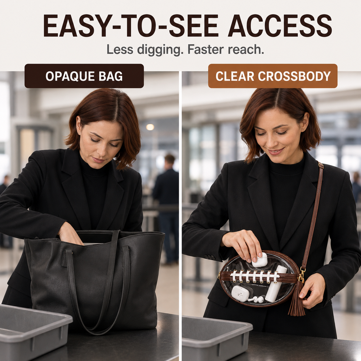 🏈 Clear Football-Shaped Crossbody Bag – Game-Day Style Meets Everyday Convenience ✨