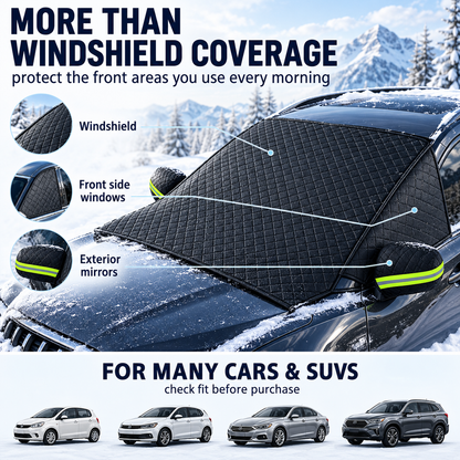 All-Season Windshield Snow Cover with Mirror Protection❄️