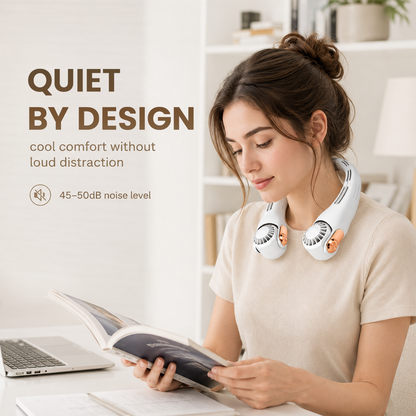 ❄️ Portable Neck Fan - 3-Sec Instant Cooling, 360° Rotating Head, 3-Speed Airflow