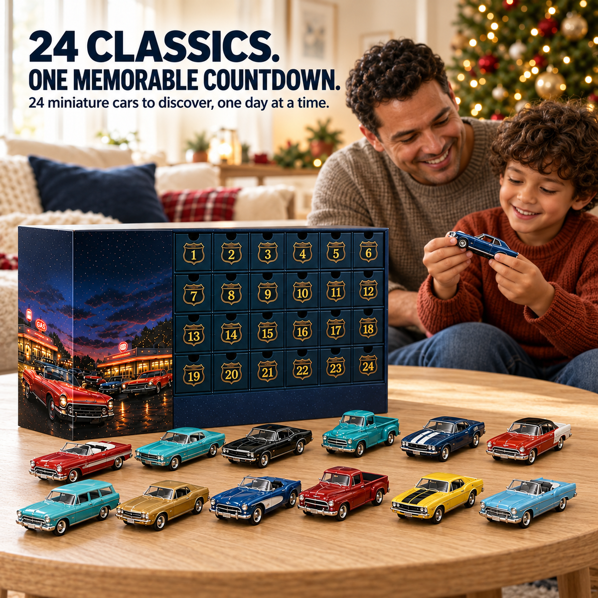 24 Days of Classic American Cars Advent Calendar – 24 Vintage Ride Collectibles for Car Lovers