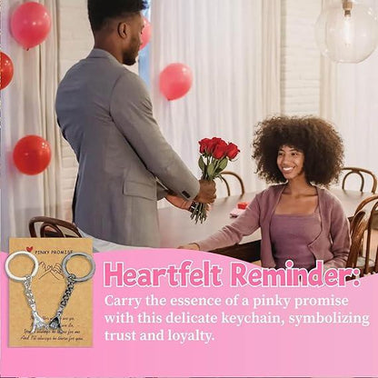 🎁 Valentine’s 2PCS Pinky Promise Keychains, Perfect Couple Gift
