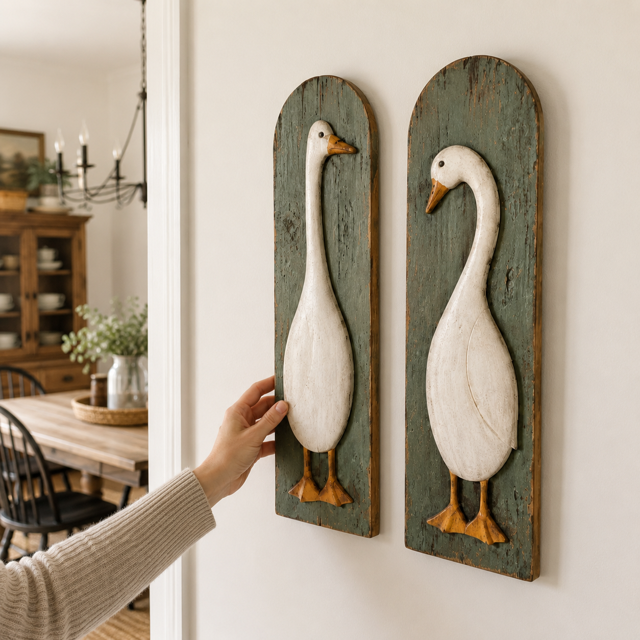 Handcrafted Rustic Goose Wall Art Set Of 2