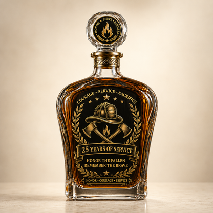 Anniversary Memorial Whiskey Decanter & Glass Gift Set – We Will Never Forget 343 Heroes Tribute