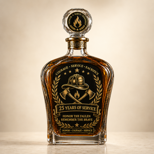 Anniversary Memorial Whiskey Decanter & Glass Gift Set – We Will Never Forget 343 Heroes Tribute