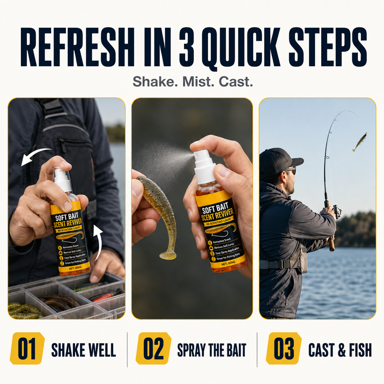 Soft Bait Scent Spray – Instant Fish-Attracting Reviver