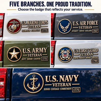 3D Metal Veteran Honor Auto Badge | For daily driving & veteran gatherings