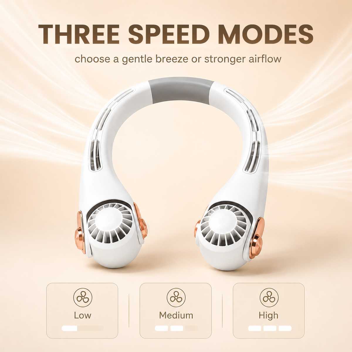❄️ Portable Neck Fan - 3-Sec Instant Cooling, 360° Rotating Head, 3-Speed Airflow