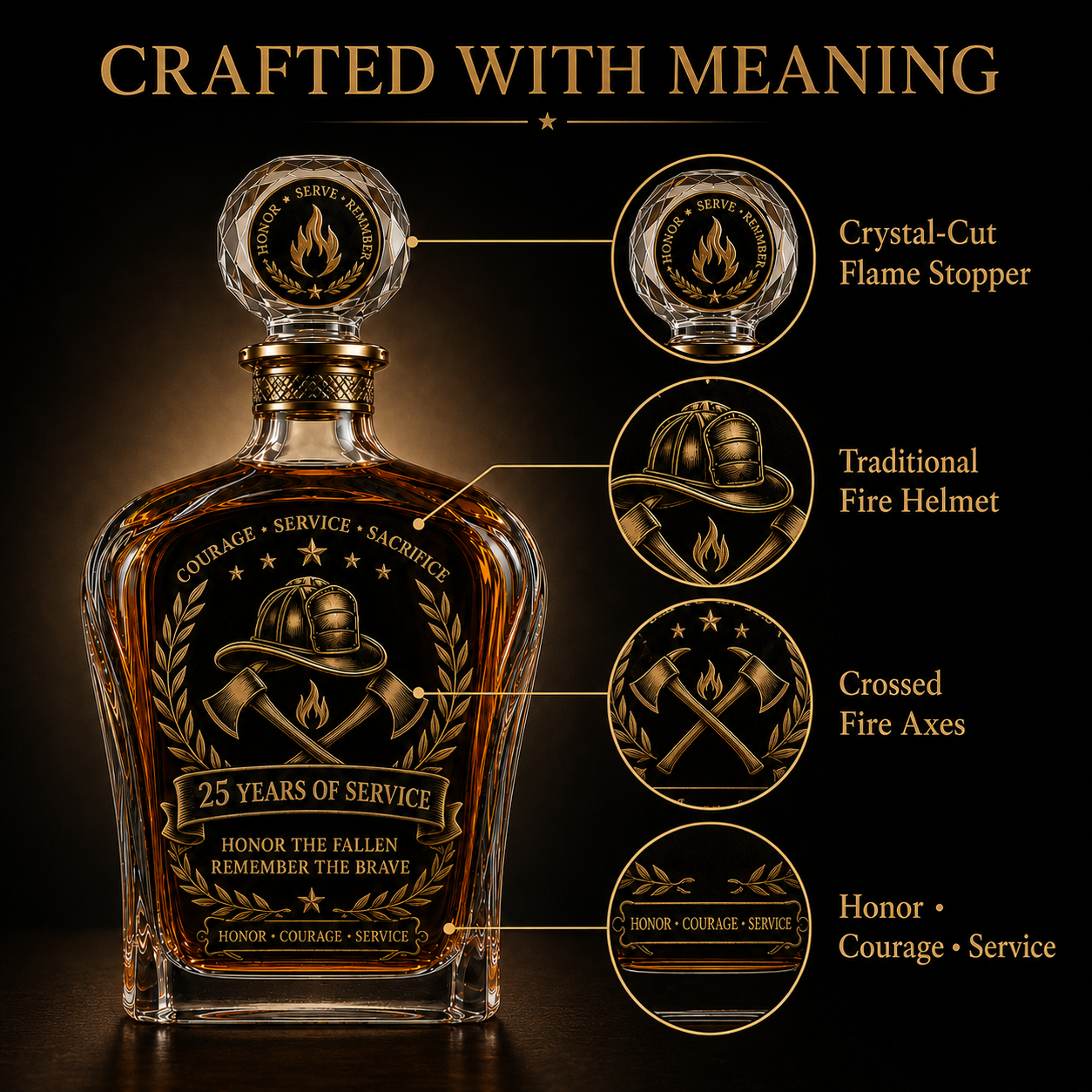 Anniversary Memorial Whiskey Decanter & Glass Gift Set – We Will Never Forget 343 Heroes Tribute