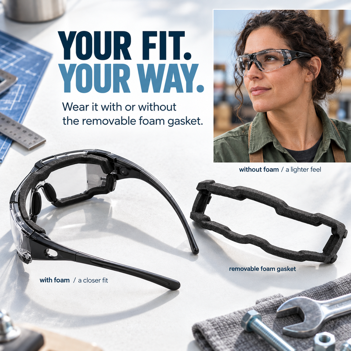 🕶️ Photochromic Safety Glasses – Indoor & Outdoor Impact Protection
