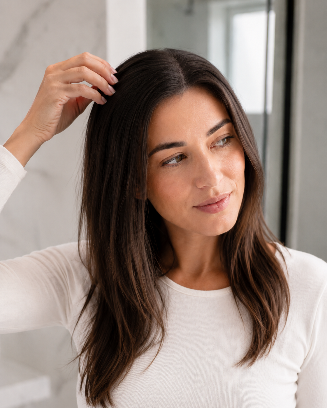 Hair before styling with Nature x Science Rosemary and Rice Water Hair Spray