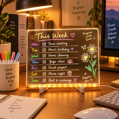 🎁Creative Rewritable Acrylic LED Message Board 🎨 (set come with 7 Pens)