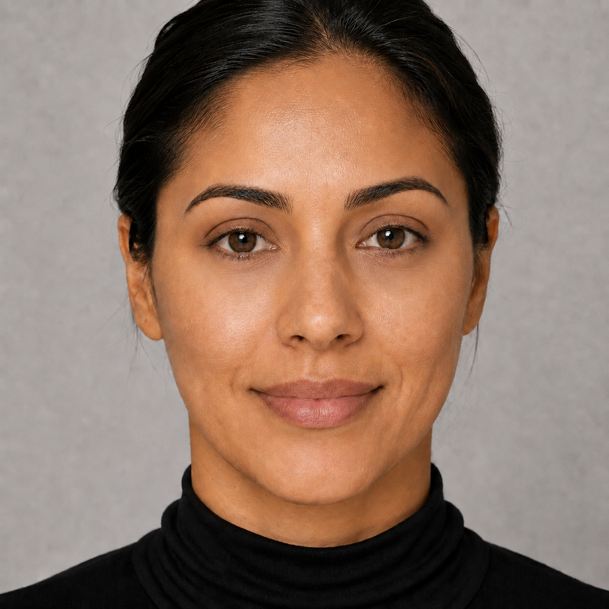 Face with softly blended contour definition