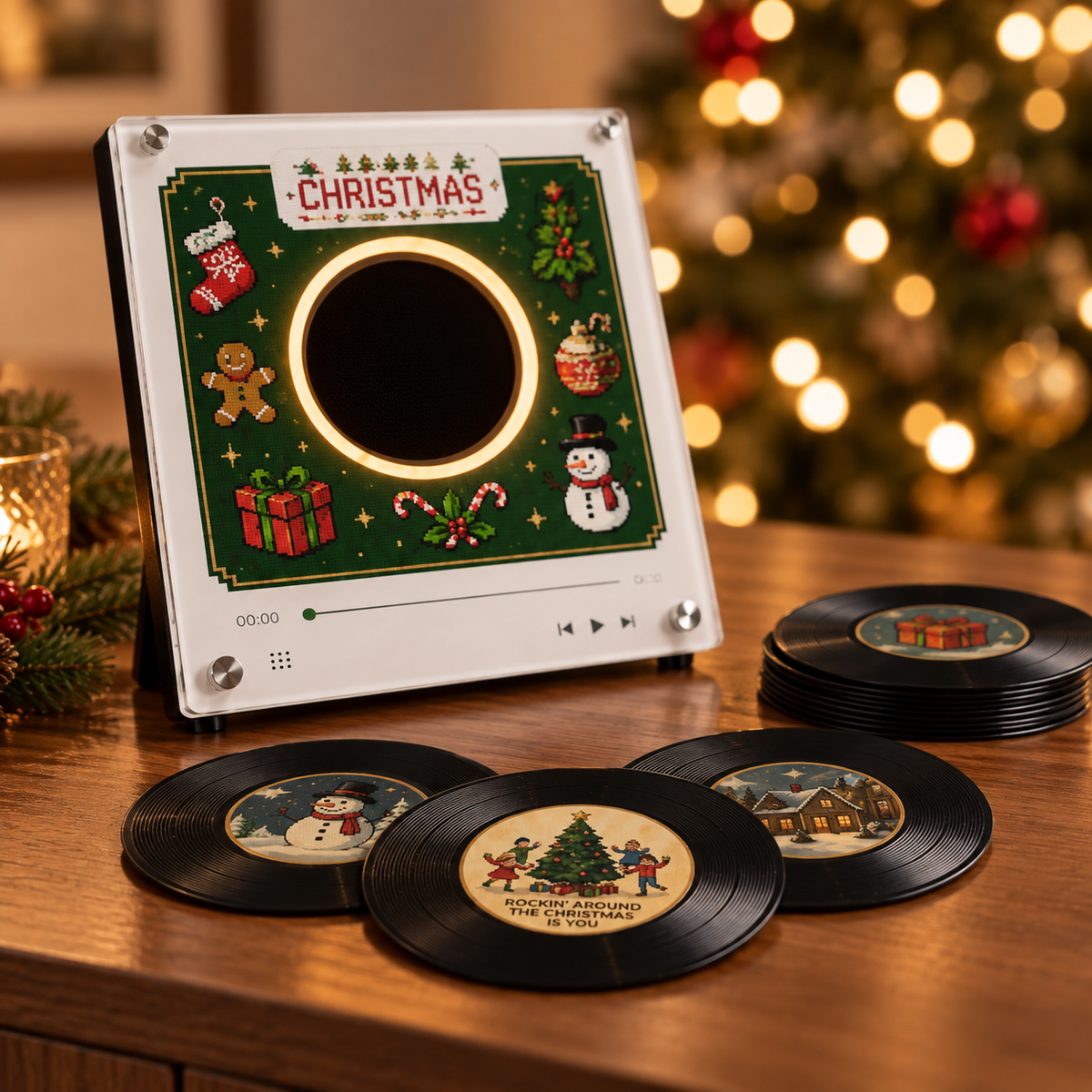 Christmas Vinyl Player Set