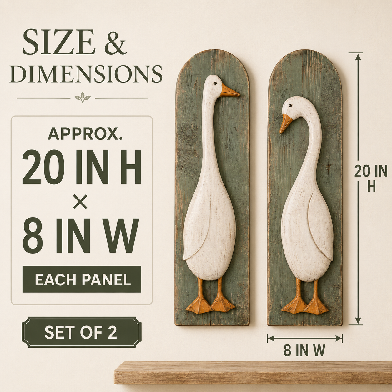 Handcrafted Rustic Goose Wall Art Set Of 2