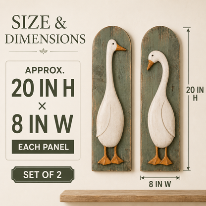 Handcrafted Rustic Goose Wall Art Set Of 2