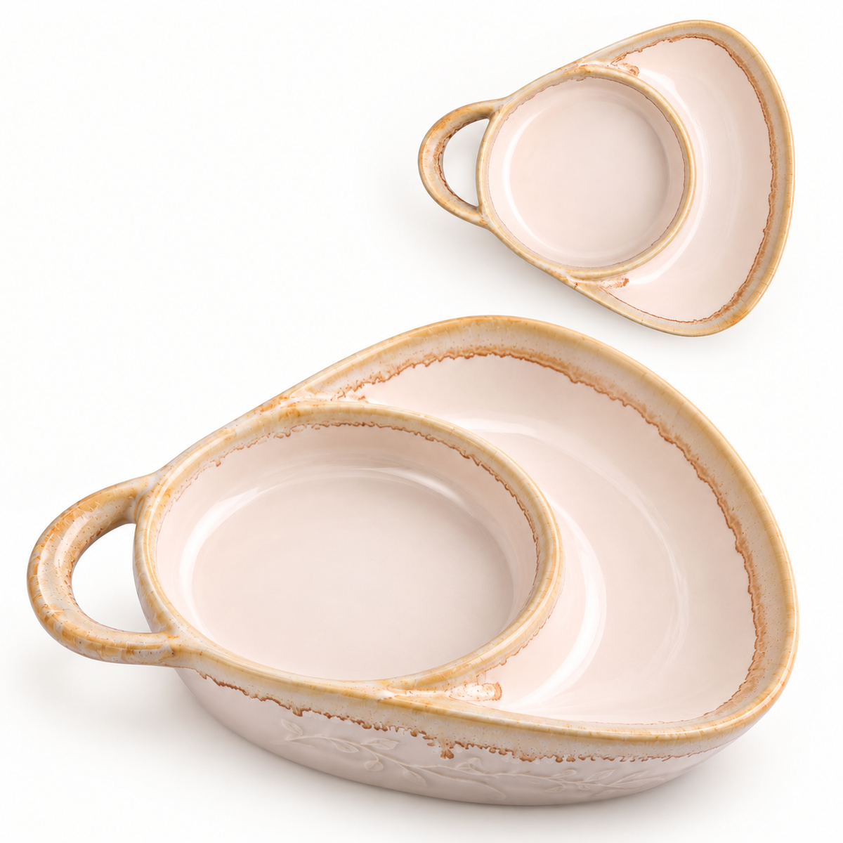 Retro Ceramic Divided Baking Dish with Single Handle