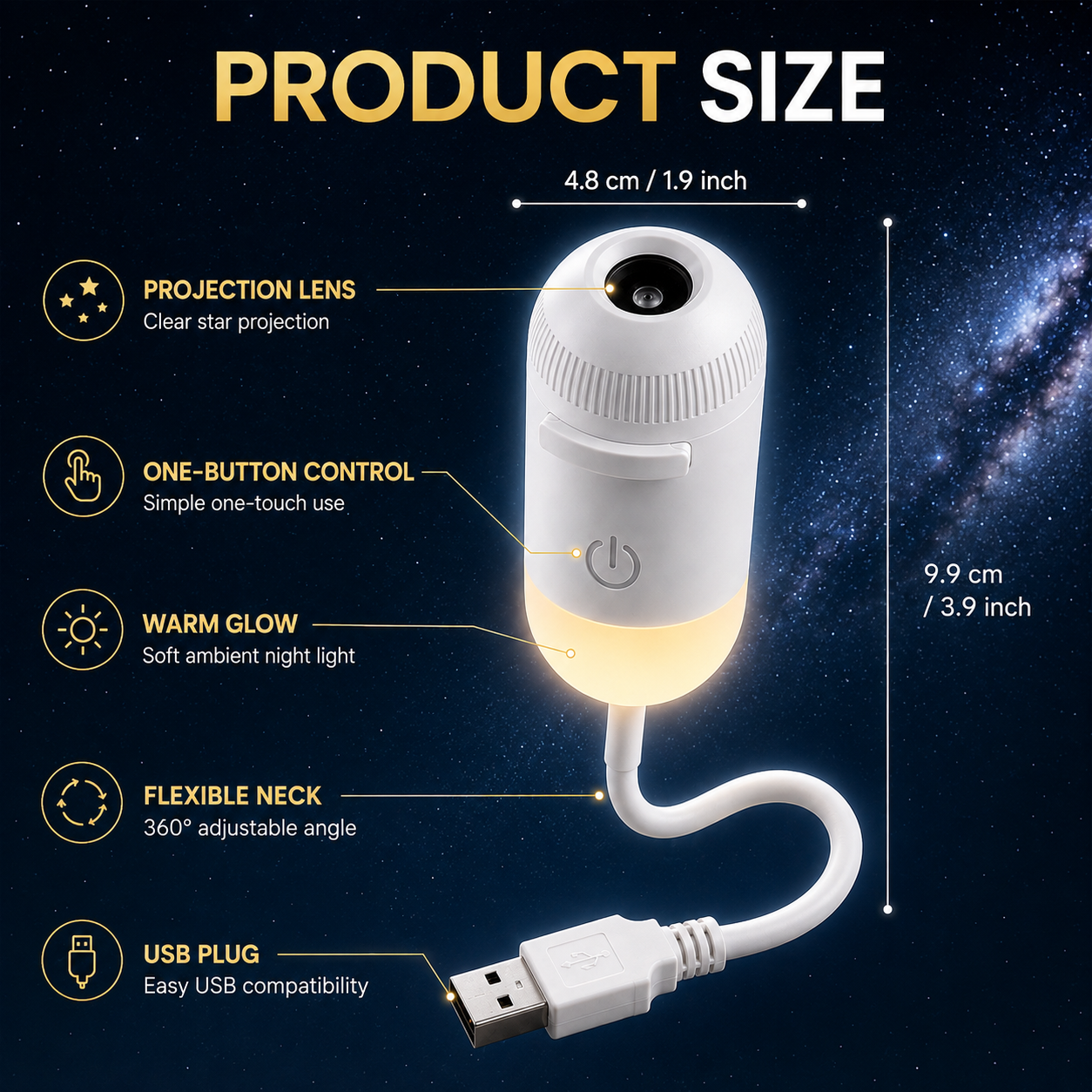 💡🌃2-in-1 Galaxy Star Projector USB Night Light for Indoor Decor 2026
