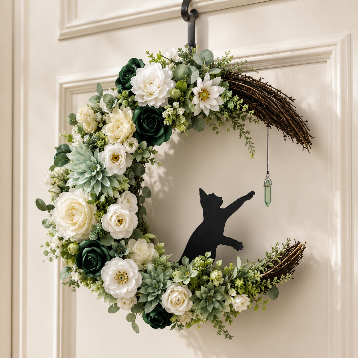 ✨Handmade Halloween Cat Wreath🐈‍⬛🌙