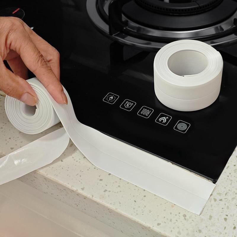 3Pcs White Waterproof Caulk Tape 3.2m Self-Adhesive Sealing Tape  With Scraper