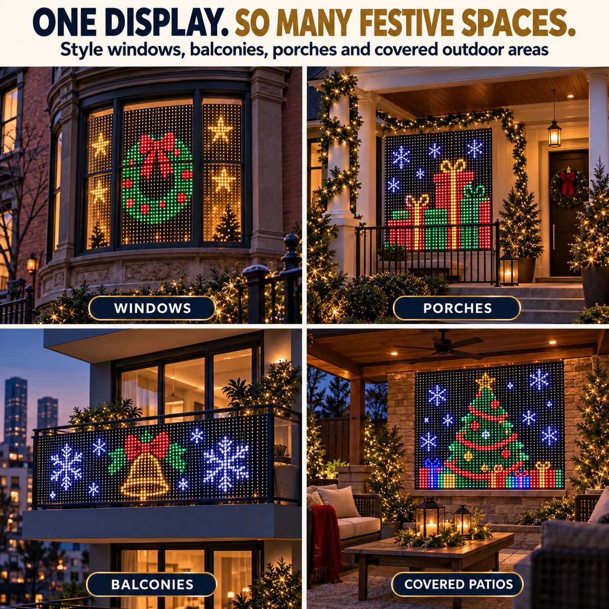 🎄 Smart RGB Pixel LED Curtain Lights | App-Controlled Dynamic Holiday Light Show for Outdoor Home Decoration