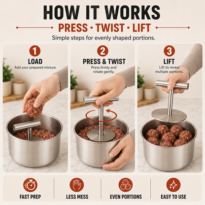 🍝 FAMILY KITCHEN DEAL | Stainless Steel Meatball Press – Make Uniform Meatballs for Pasta, Dinner & Meal Prep