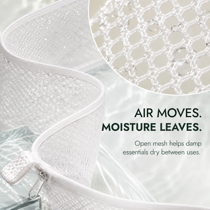 🧼 2-Pack Portable Quick-Dry Mesh Toiletry Bags – Hanging Travel Organizers with Toothbrush Slots