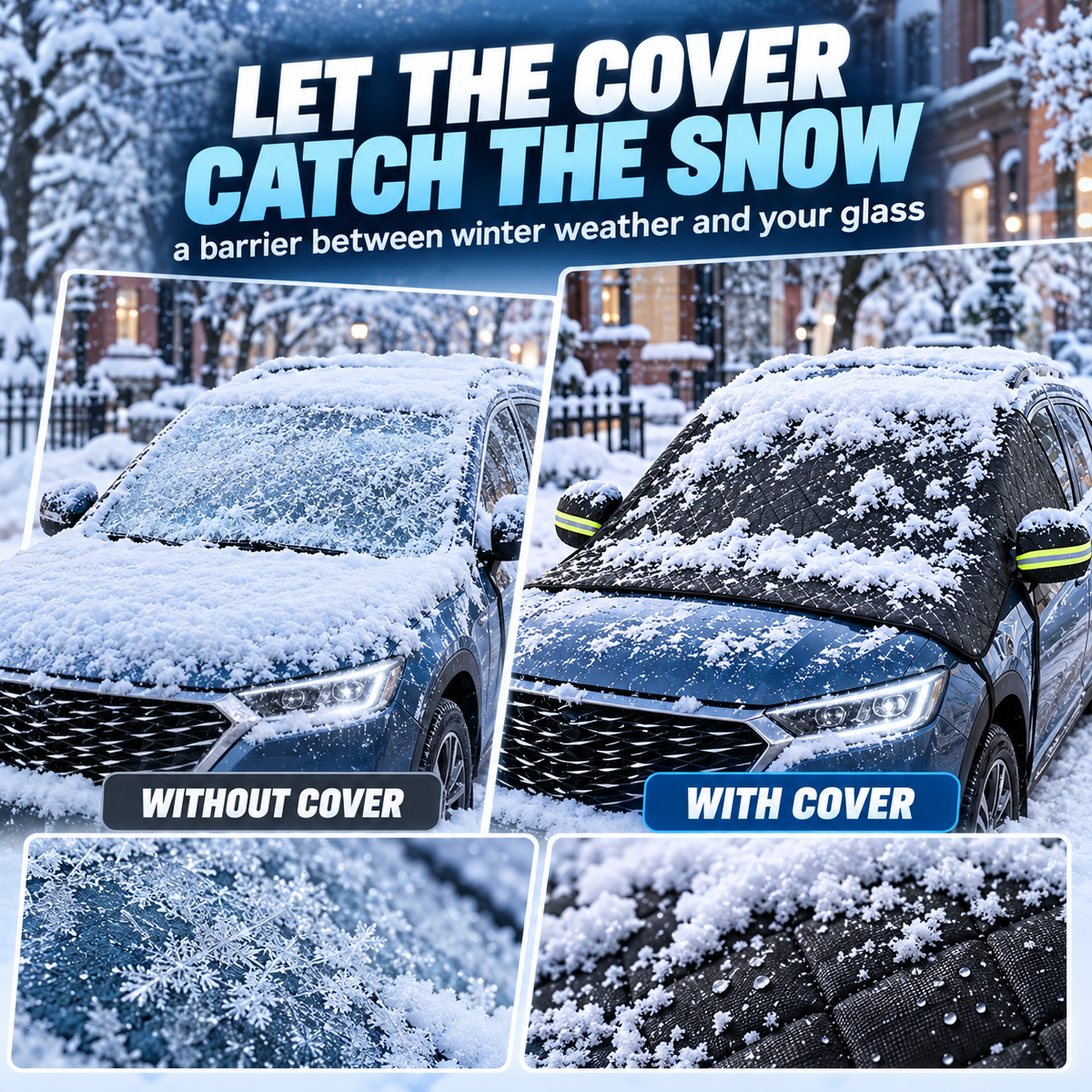 All-Season Windshield Snow Cover with Mirror Protection❄️