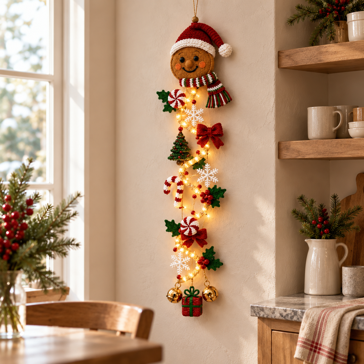 🎄 Glowing Christmas Door Hanger | 6 Festive Lighted Designs with Warm Glow, Dimensional Details & Space-Saving Vertical Décor ✨