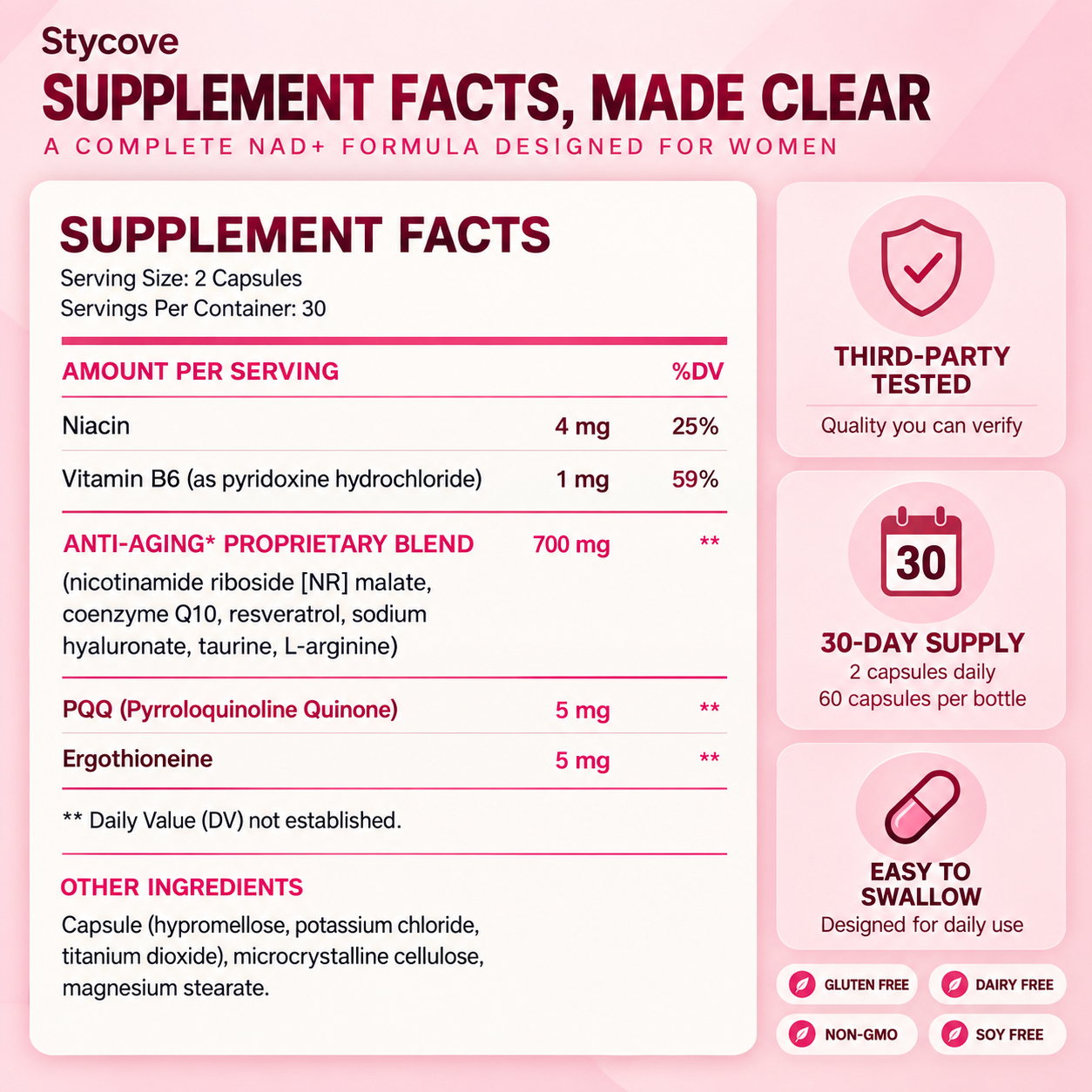 NAD+ Supplements for Woman Anti-Aging,Wrinkle Defense Capsules