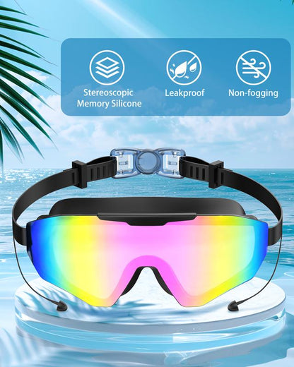 Panoramic Anti-Fog Swim Goggles Set 🏊‍♂️ Crystal-Clear Vision, No Leaks, No Fog!