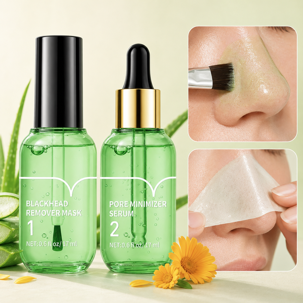Stycove Green Tea Blackhead Remover 100 sheet Nose Pore Strips & Pore Minimizer Serum Peel Off Mask for Pores, Nose, Chins & Face