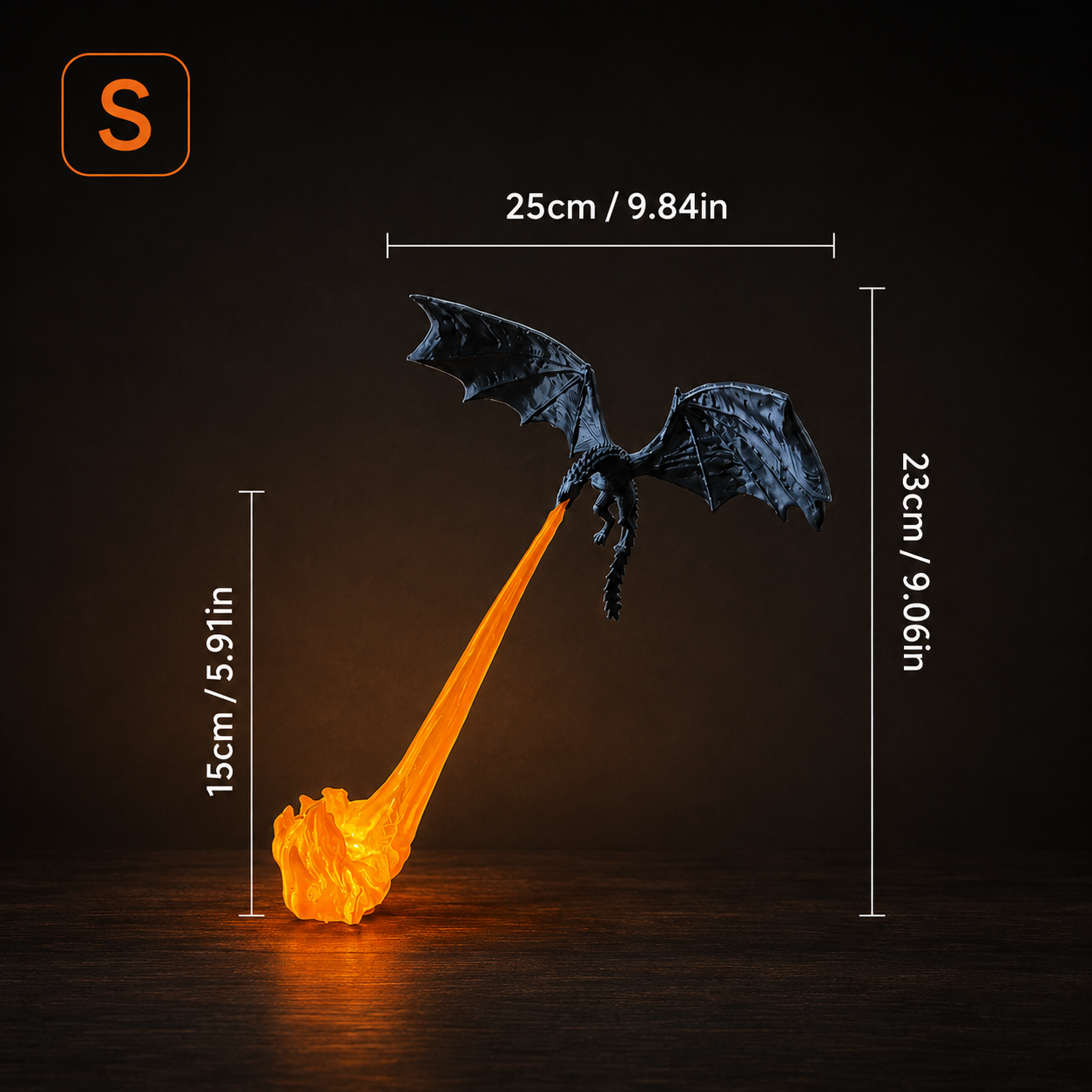 🔥 HOT SALE 🐉| 3D Fire-Breathing Dragon LED Display – Fantasy Bookshelf Decor with Glowing Flame
