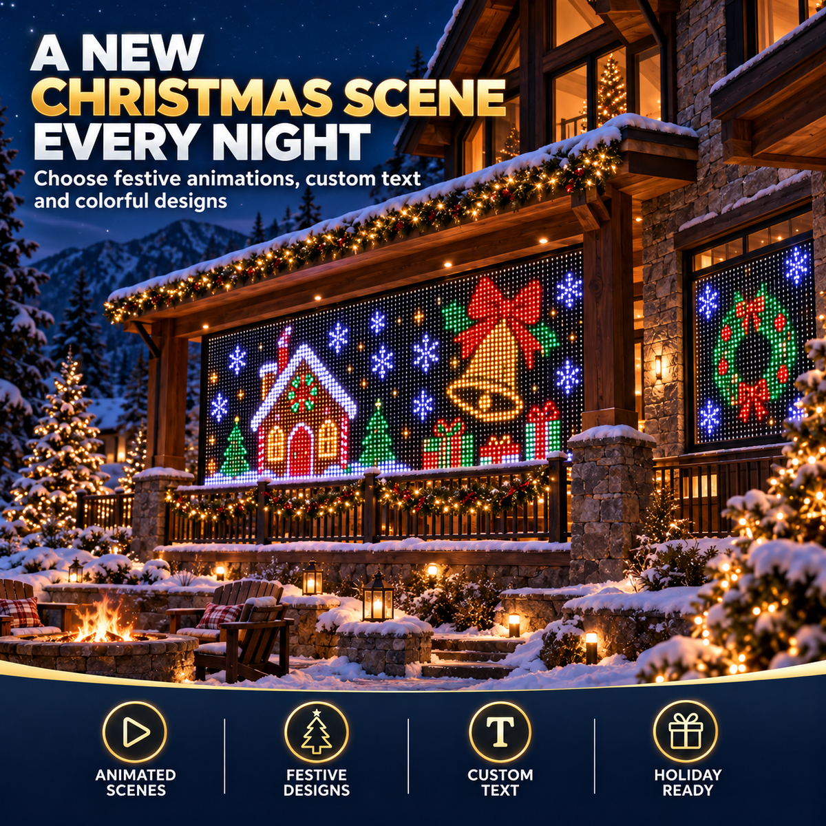🎄 Smart RGB Pixel LED Curtain Lights | App-Controlled Dynamic Holiday Light Show for Outdoor Home Decoration
