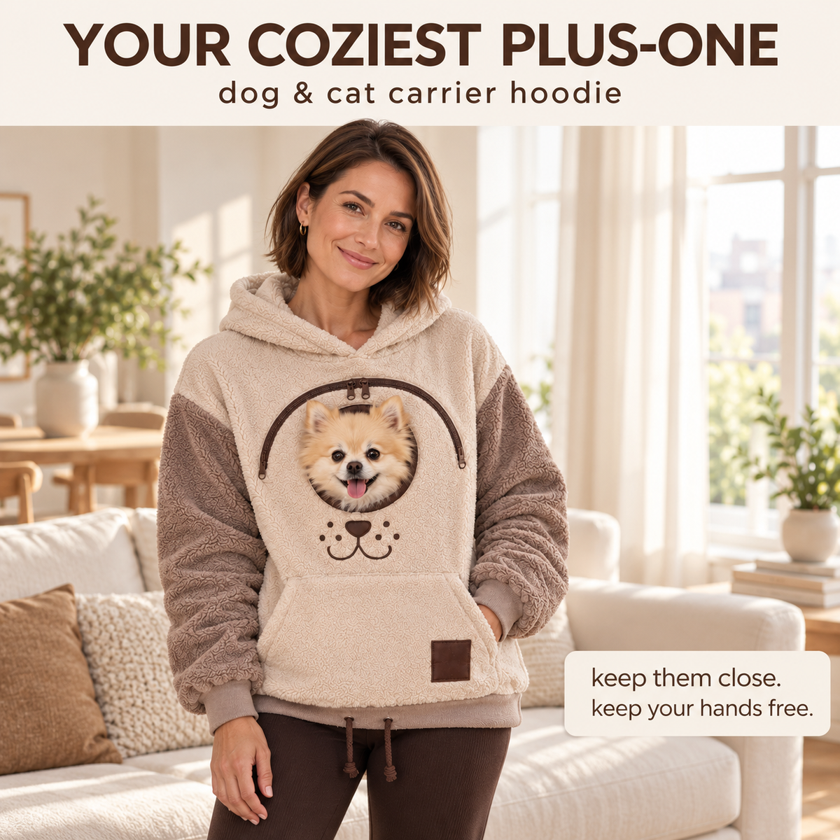 ⏰LAST DAY 50% OFF 🐾 Cozy Pet Carrier Hoodie — Built-In Pouch for Cats & Small Dogs