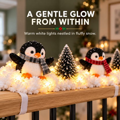 Playful Penguin Snowy Stair Railing Decor