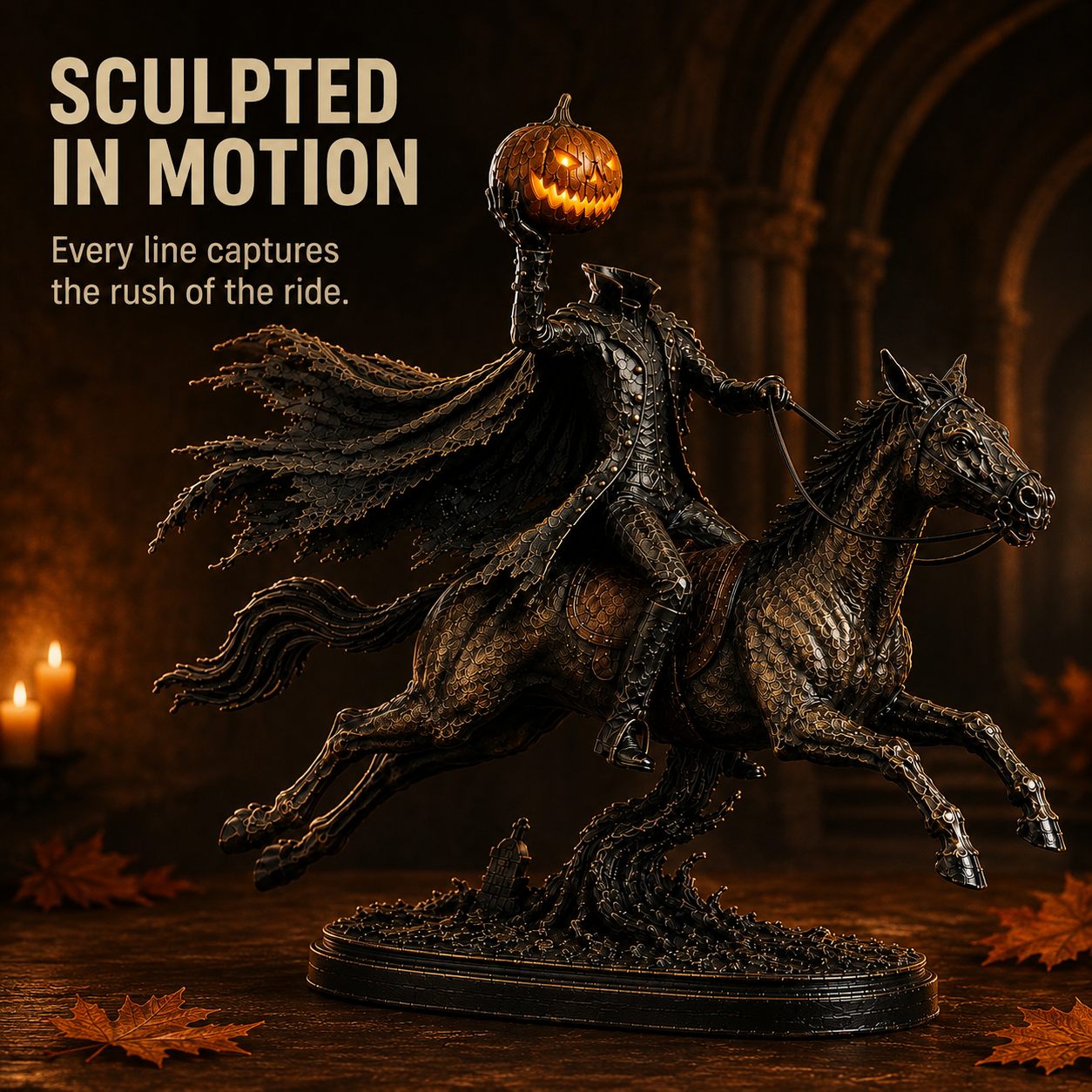 ⏰Limited Stock 50% OFF - 🎃🏇Midnight Chase Headless Horseman Statue